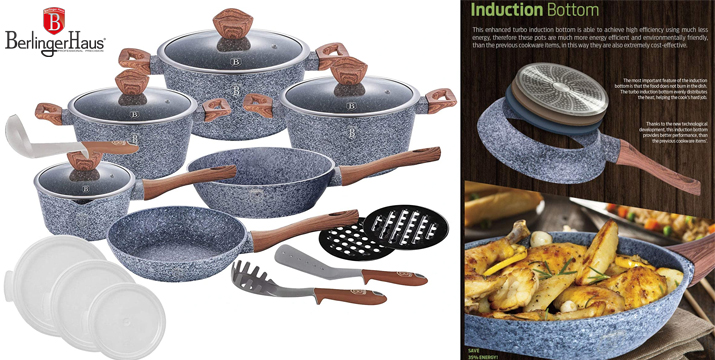 berlinger haus 18pcs cookware set forestline non-stick coating bh-6198 - cookware cyprus - berlinger cyprus