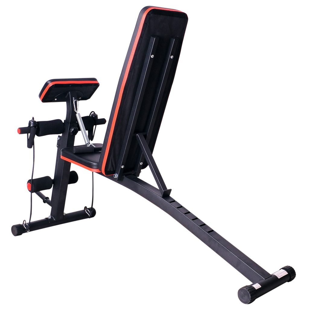 Αναδιπλούμενος Πάγκος Γυμναστικής 6 Θέσεων HOMCOM A91-062 - HOMCOM Foldable Exercise Bench, 6 Levels Adjustment-Black/Red - gym bench cyprus - skroutz cyprus