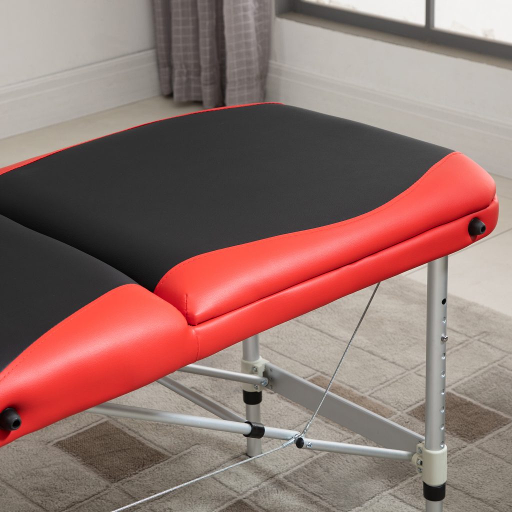 Φορητό Αναδιπλούμενο Επαγγελματικό Κρεβάτι - Κλίνη Μασάζ Φυσικοθεραπείας 3 Ζωνών Χρώματος Κόκκινο HOMCOM 700-039RD - HOMCOM Professional Portable Massage Table Beauty Bed W/ Headrest - Black/Red