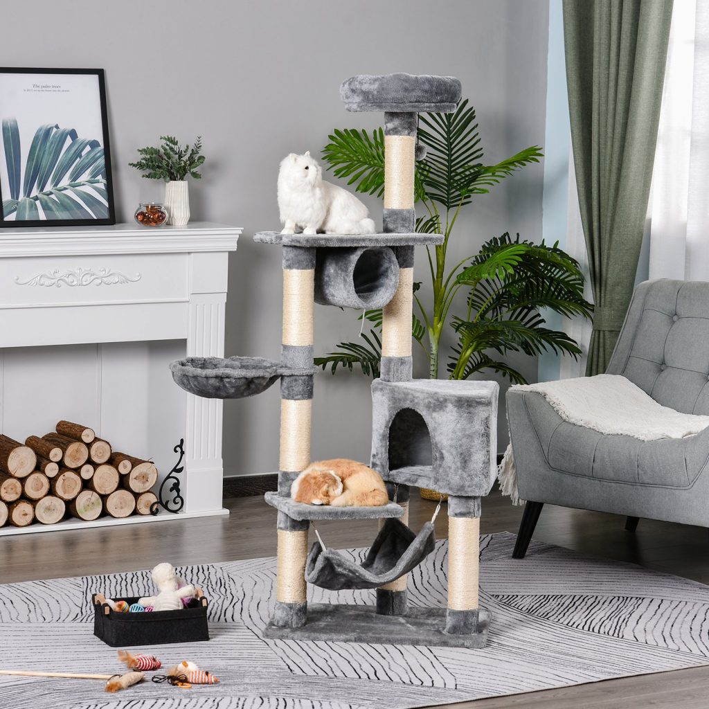 PawHut Cat Tree Tower Height 150CM Kittens Activity Stand House Scratching Posts - Δέντρο Γάτας - Ονυχοδρόμιο 60 x 40 x 154 cm PawHut D30-280 - skroutz cyprus - whatson cyprus - whatsnew cyprus - petshop cyprus