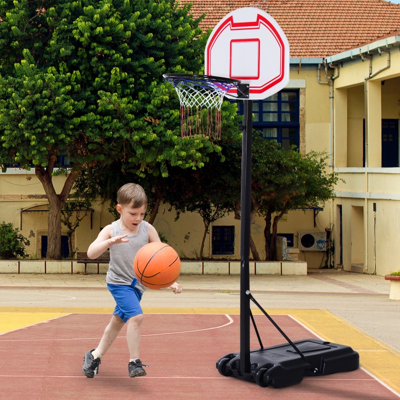 HOMCOM Portable Basketball Stand Net Hoop W/ Wheels-Black/White A61-003 - Παιδικές Μπασκέτες, Παιδικές Μπασκέτες Εσωτερικού Χώρου, Παιδικές Μπασκέτες Εξωτερικού Χώρου, whatson cyprus, toys cyprus, cxc toys cyprus, king of toys, toyshop cyprus, skroutz toys