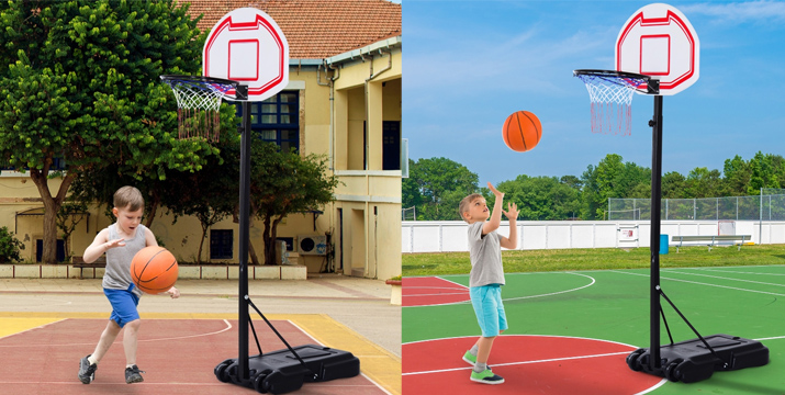 HOMCOM Portable Basketball Stand Net Hoop W/ Wheels-Black/White A61-003 - Παιδικές Μπασκέτες, Παιδικές Μπασκέτες Εσωτερικού Χώρου, Παιδικές Μπασκέτες Εξωτερικού Χώρου, whatson cyprus, toys cyprus, cxc toys cyprus, king of toys, toyshop cyprus, skroutz toys