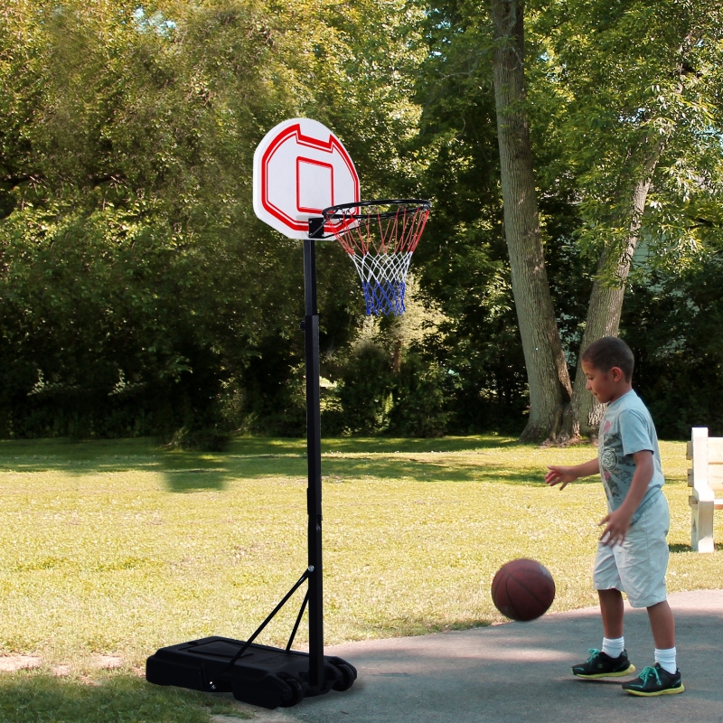 HOMCOM Portable Basketball Stand Net Hoop W/ Wheels-Black/White, HOMCOM Portable Basketball Stand Net Hoop W/ Wheels-Black/White