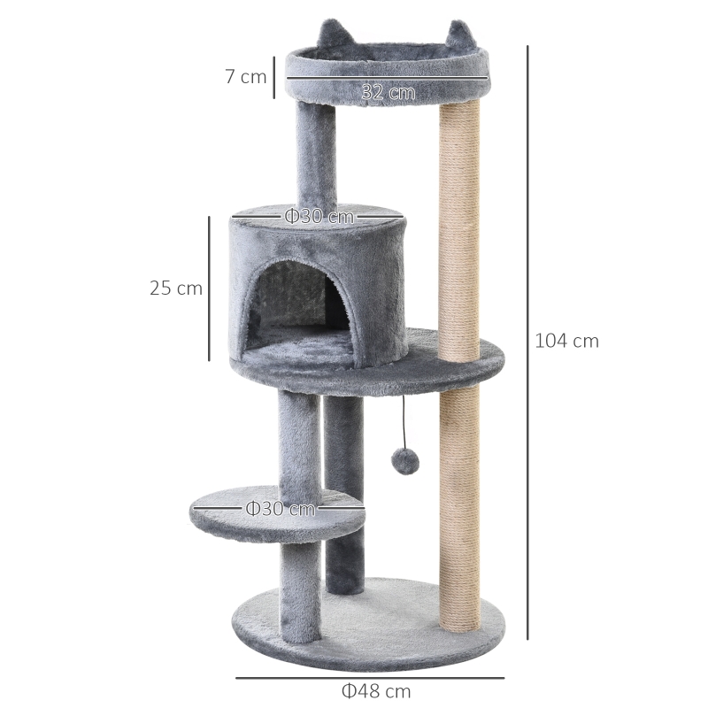 Δέντρο Γάτας – Ονυχοδρόμιο 48 x 48 x 104 cm PawHut D30-274GY – Cat Tree Cyprus - whatson cyprus - whatsnew cyprus - eshop cyprus - deals cyprus - petshop cyprus