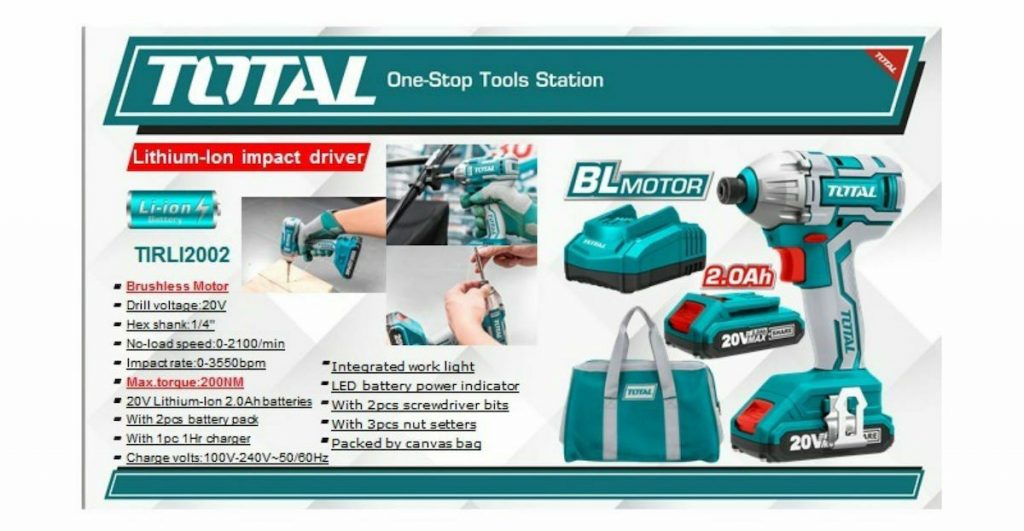 Total TIRLI2002 Παλμικό Κατσαβίδι Μπαταρίας 20V 2x2Ah - total tools,power tools,tools cyprus εργαλεια κυπρος,εργαλεια μπαταριας